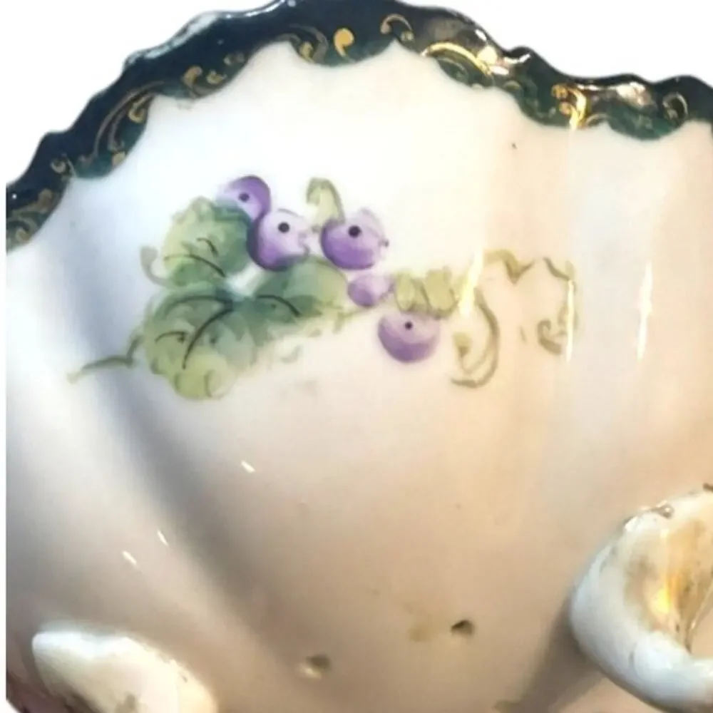 Antique Nippon Attributed Hand Painted Berry Bowl & Plate